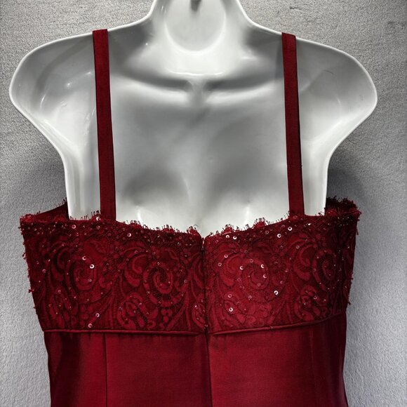 Talbots Silk Blend Beaded Dress Womens 10 Red Empire Waist Holiday Party - Picture 10 of 11